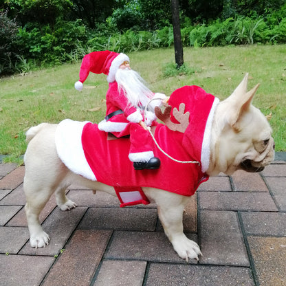 Dog Christmas Santa Costume — Festive Riding Deer Pet Outfit