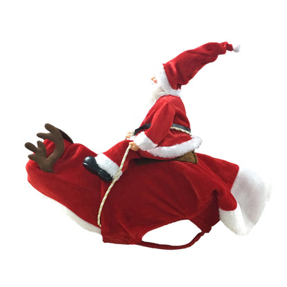 Dog Christmas Santa Costume — Festive Riding Deer Pet Outfit