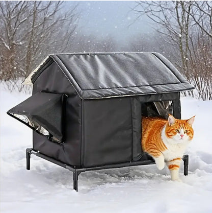 Four-Season Outdoor Enclosed Cat House — Weatherproof Cat Shelter