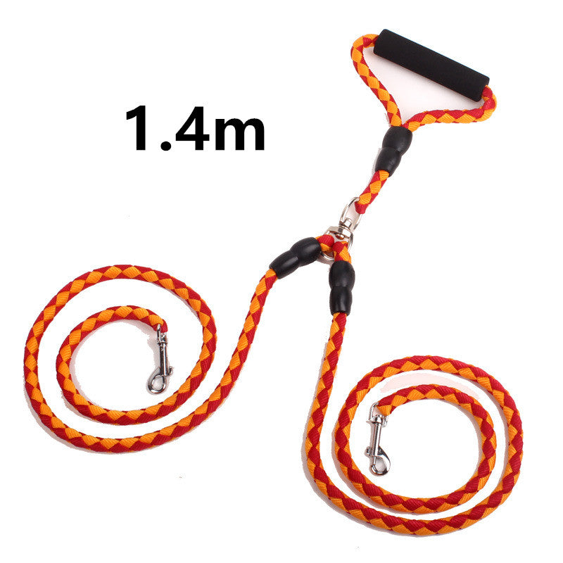 Double-Ended Dog Leash — 1-to-2 Splitter Lead with Collar