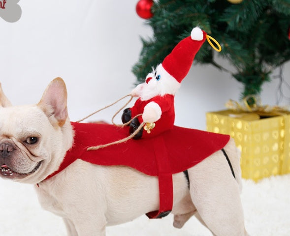 Dog Christmas Santa Costume — Festive Riding Deer Pet Outfit