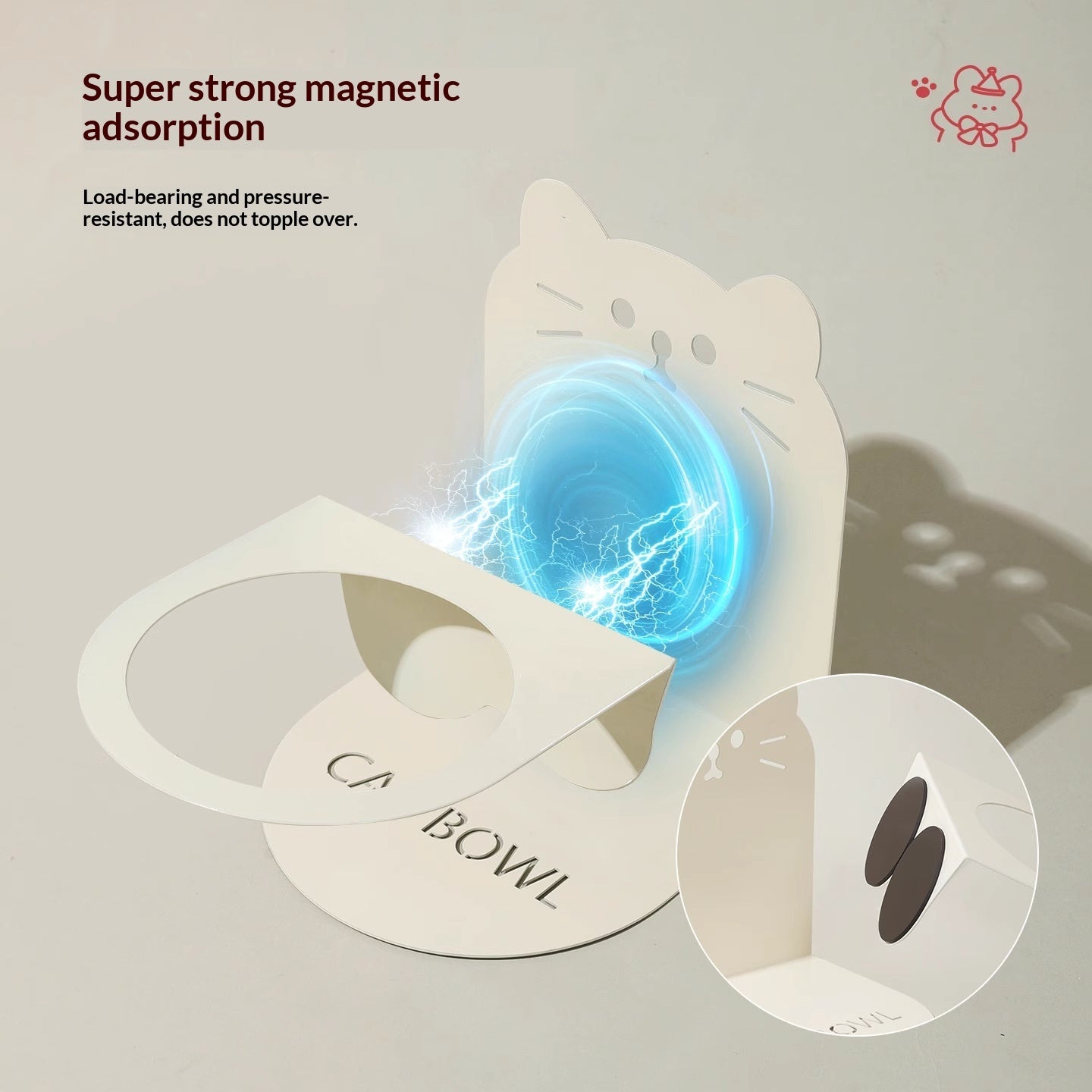 Elevated Ceramic Cat Food Bowl — Magnetic High-Leg Stand for Cats & Dog