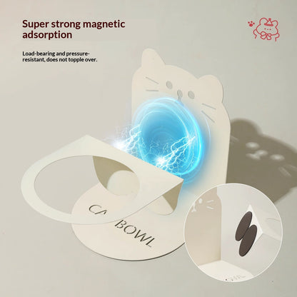 Elevated Ceramic Cat Food Bowl — Magnetic High-Leg Stand for Cats & Dog