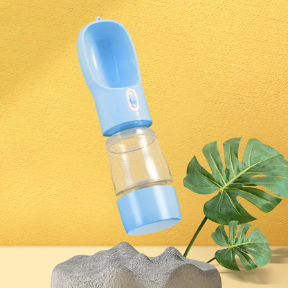 Portable Dog Water Bottle & Food Bowl — 2-in-1 Outdoor Travel Feeder