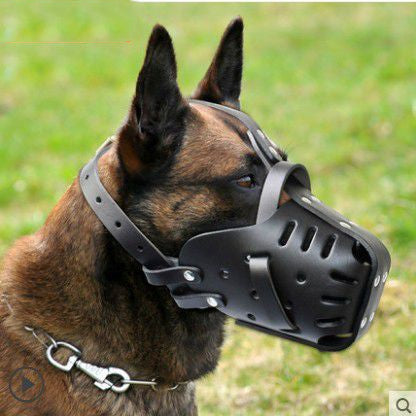 Cowhide Dog Muzzle — Adjustable Leather Muzzle for Medium & Large Dogs