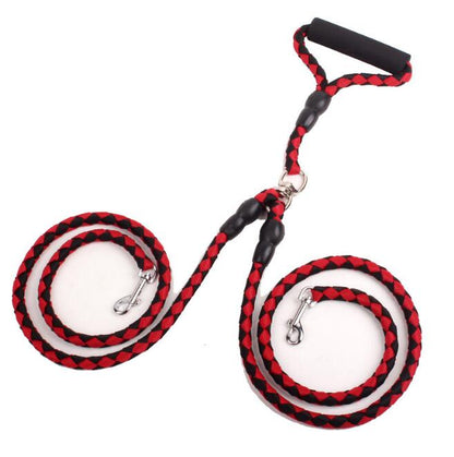 Double-Ended Dog Leash — 1-to-2 Splitter Lead with Collar