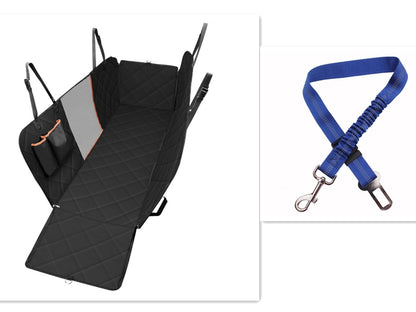 Dog Car Seat Cover Hammock — Mesh View Safety Protector with Zipper & Pocket
