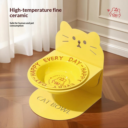 Elevated Ceramic Cat Food Bowl — Magnetic High-Leg Stand for Cats & Dog