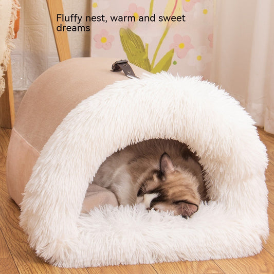 Portable Splice Pet Nest — Warm Autumn/Winter Dog & Cat Bed