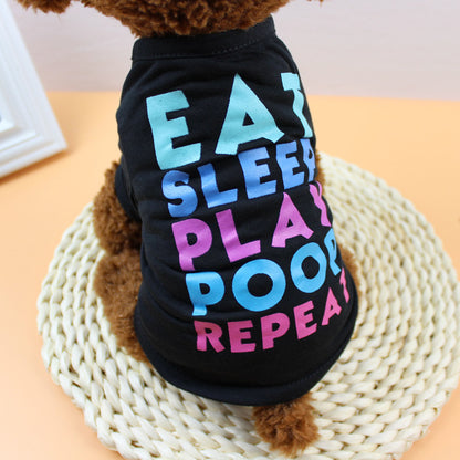 "Eat, sleep, play, poop, repeat" dog T-shirt