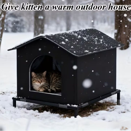Four-Season Outdoor Enclosed Cat House — Weatherproof Cat Shelter