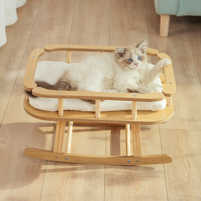 Wooden Cat Hammock Bed — Large Swinging Pet Nest