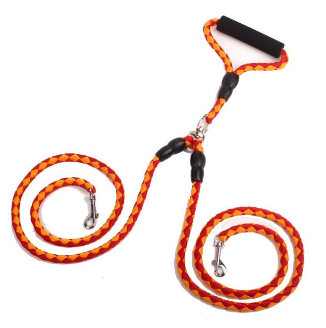 Double-Ended Dog Leash — 1-to-2 Splitter Lead with Collar