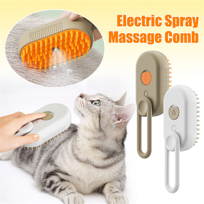 3-in-1 Electric Steam Cat Brush — Spray Grooming & Hair Removal Comb
