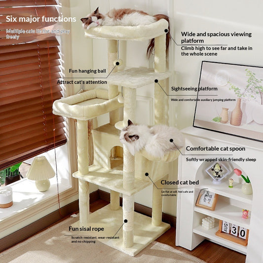 Stylish All-in-One Cat Tree — Modern Cat Climbing Tower