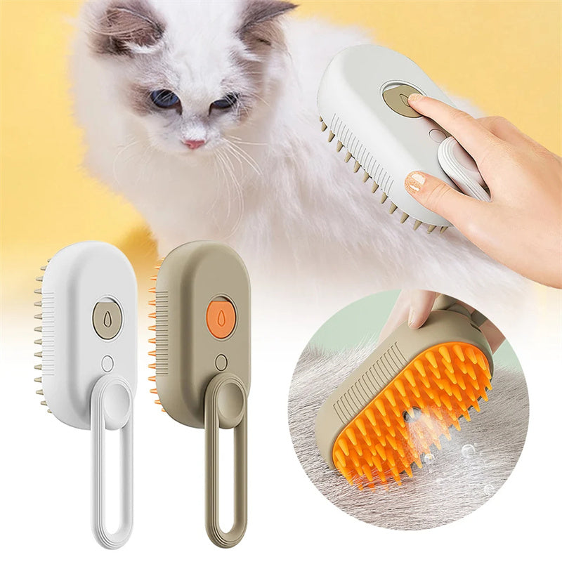 3-in-1 Electric Steam Cat Brush — Spray Grooming & Hair Removal Comb