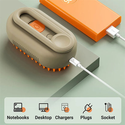 3-in-1 Electric Steam Cat Brush — Spray Grooming & Hair Removal Comb