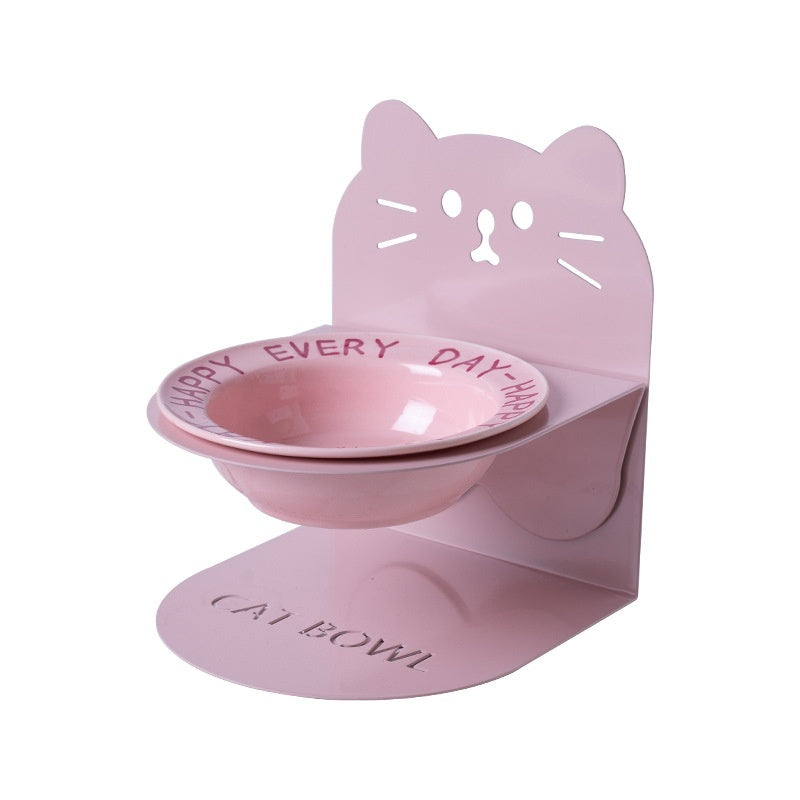 Elevated Ceramic Cat Food Bowl — Magnetic High-Leg Stand for Cats & Dog