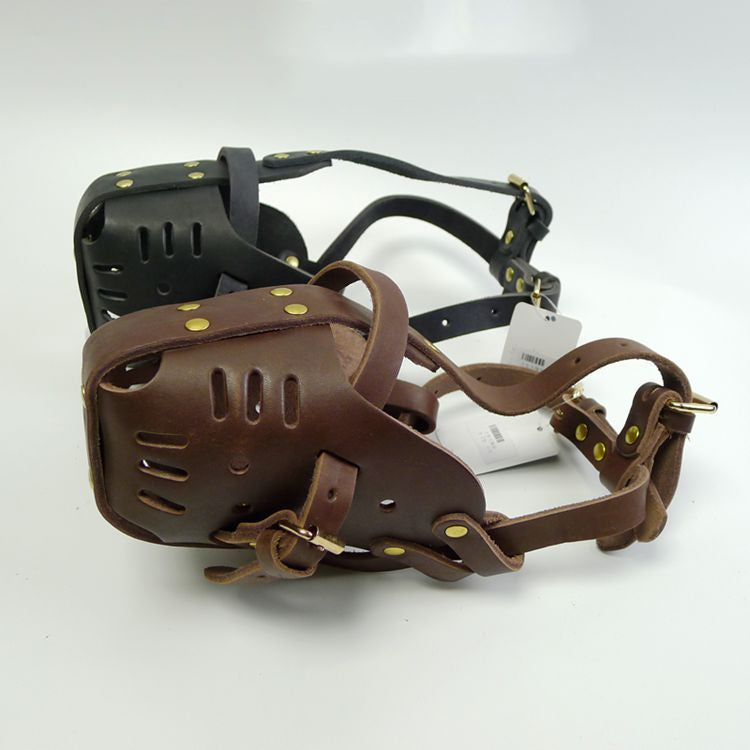 Cowhide Dog Muzzle — Adjustable Leather Muzzle for Medium & Large Dogs