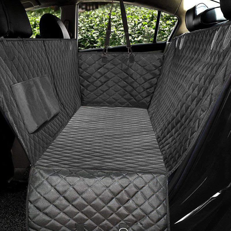 Dog Car Seat Cover Hammock — Mesh View Safety Protector with Zipper & Pocket