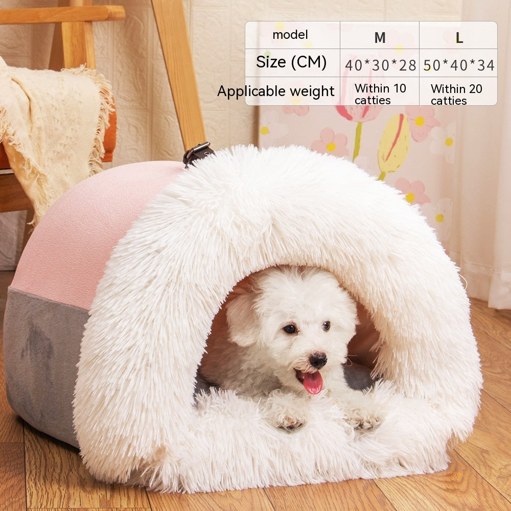 Portable Splice Pet Nest — Warm Autumn/Winter Dog & Cat Bed