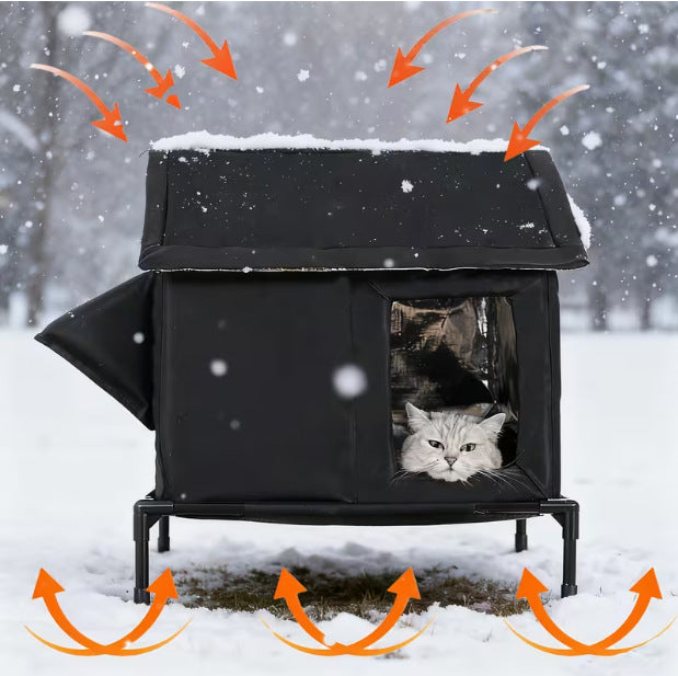 Four-Season Outdoor Enclosed Cat House — Weatherproof Cat Shelter