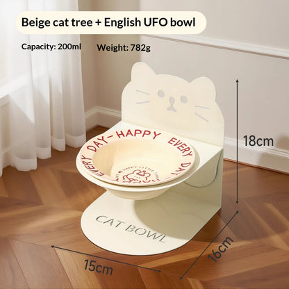 Elevated Ceramic Cat Food Bowl — Magnetic High-Leg Stand for Cats & Dog