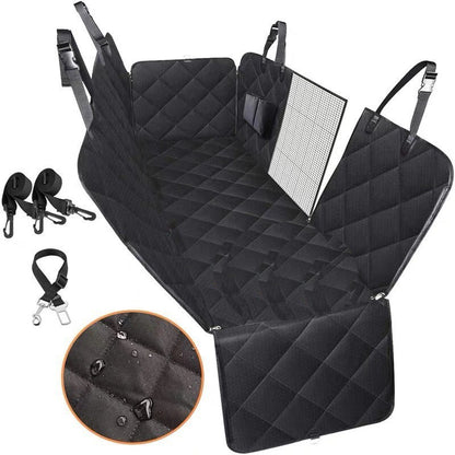 Dog Car Seat Cover Hammock — Mesh View Safety Protector with Zipper & Pocket