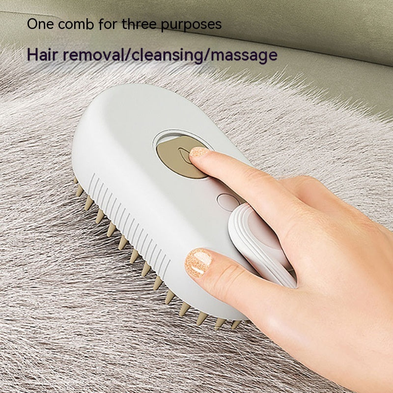 3-in-1 Electric Steam Cat Brush — Spray Grooming & Hair Removal Comb