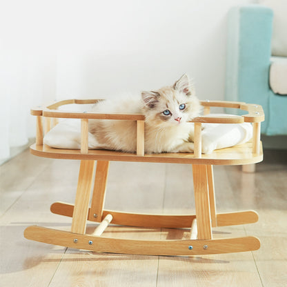 Wooden Cat Hammock Bed — Large Swinging Pet Nest