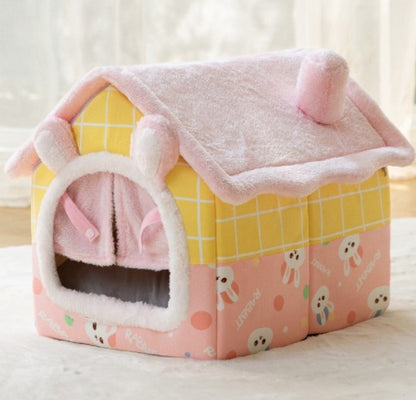 Foldable Dog House & Cat Bed — Enclosed Winter Pet Kennel Villa