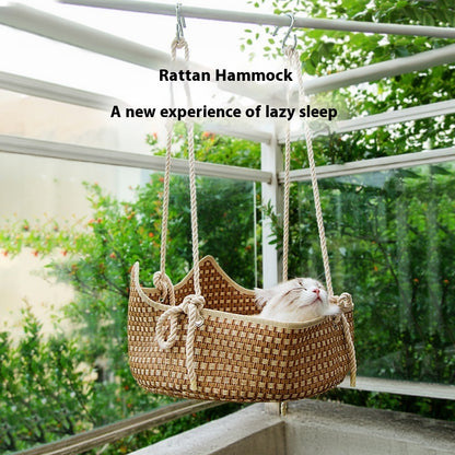 Rattan Cat Hammock Bed — Spring/Summer Breathable Cat Nest