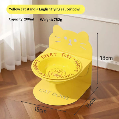 Elevated Ceramic Cat Food Bowl — Magnetic High-Leg Stand for Cats & Dog