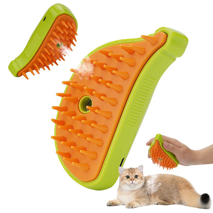 3-in-1 Pet Steam Brush — Spray Massage Grooming & Hair Removal Comb