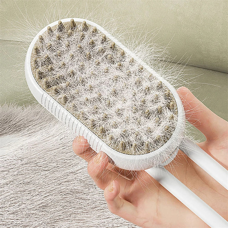 3-in-1 Electric Steam Cat Brush — Spray Grooming & Hair Removal Comb