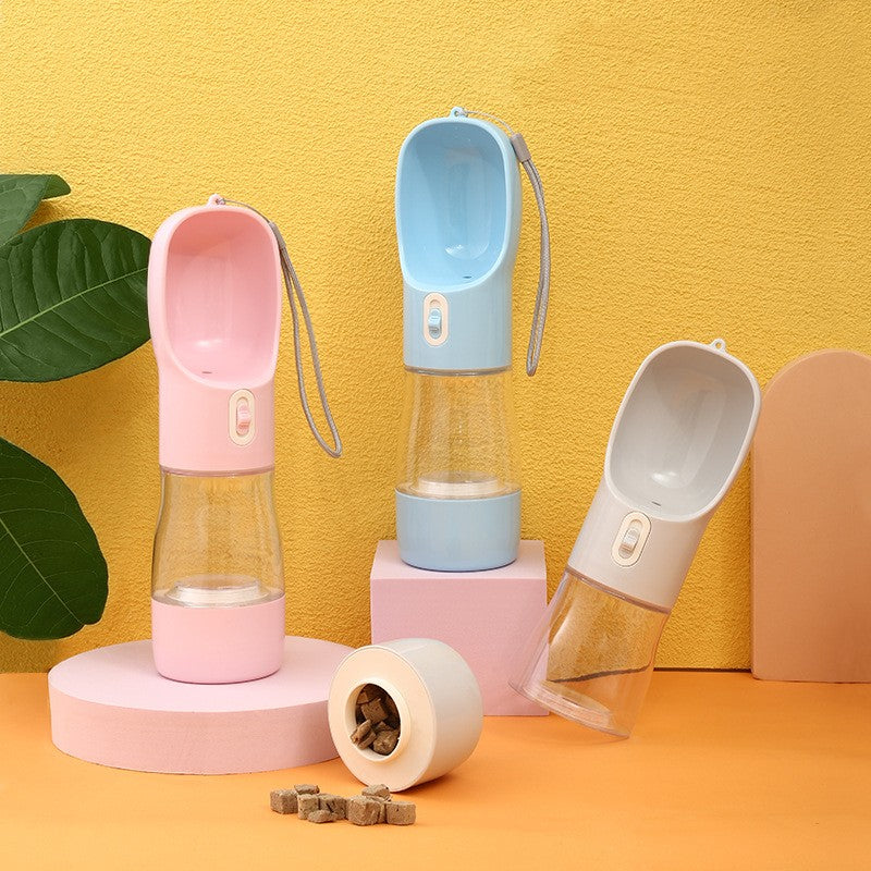 Portable Dog Water Bottle & Food Bowl — 2-in-1 Outdoor Travel Feeder