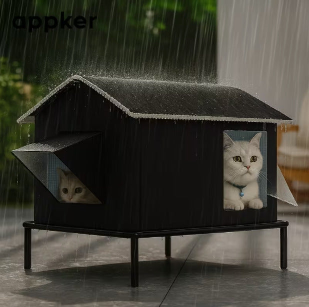Four-Season Outdoor Enclosed Cat House — Weatherproof Cat Shelter